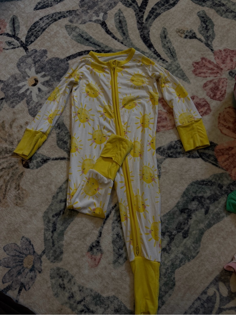 Little Sleepies White & Yellow Sun Print Footie Pajamas